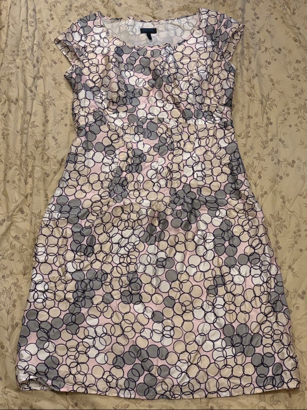 Escada Overlapping Circle Silk Sheath Dress